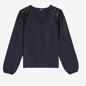 Express Lace Shoulder V-Neck Top